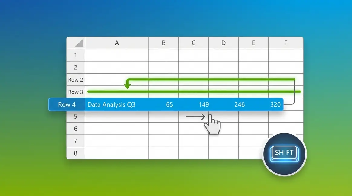 How to move rows in Excel safely using Shift and drag technique on spreadsheet
