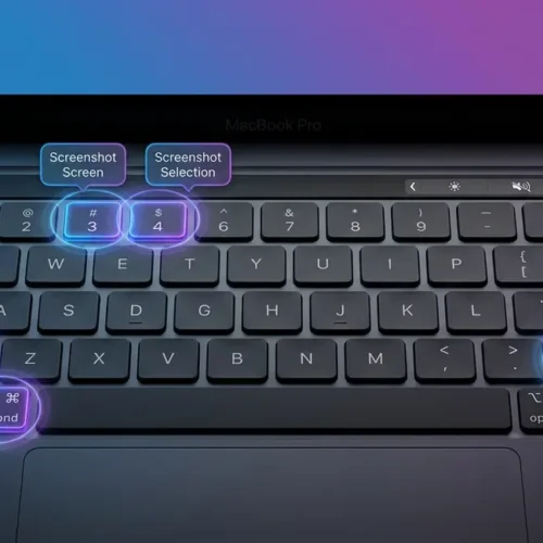 How to screenshot on Mac keyboard showing Shift Command 3, 4, and 5 shortcut keys highlighted